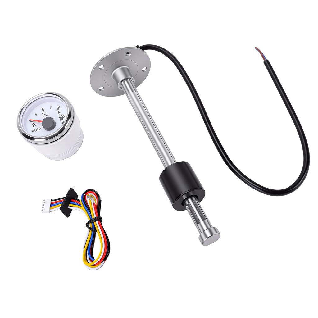 High Resolution Fuel Level Sending Unit and Gauge Kit 8in Stainless Steel Fuel Water Level Sensor for Boat Truck RV Car
