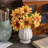 Elegant Artificial Sunflower Bouquet Plastic Simulated Sunflower  Home Hotel Table Decor