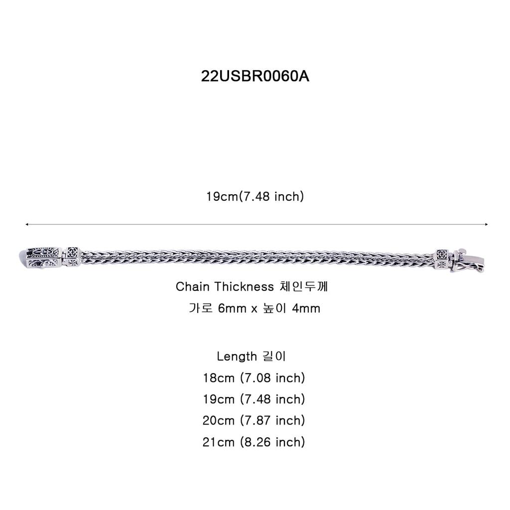 Mezmic 6X4 Mm Square V-Chain 925 Sterling Silver Bracelet