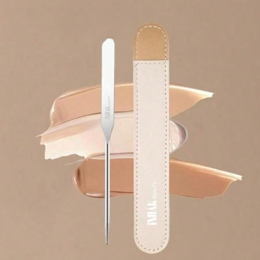 INHAK Stainless Steel Makeup Spatula - Professional Cosmetic Mixing Tool For Foundation, Cream & Skincare, Portable & Easy To Clean