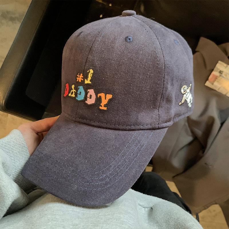 

Cute embroidered peaked cap female face small big head circumference deep top wide brim baseball cap spring and summer hat new Adjustable тёмно-синий