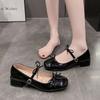 Mode Kristall Schnalle Damen Mary Jane Schuhe Mode Flache Schuhe Damen Outdoor College Stil Dicke Absatzschuhe