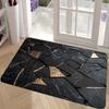 Elegant Black and Golden Marble Design Non-Slip Floor Mat Washable Decorative Area Rug for Bathroom Kitchen Living Room