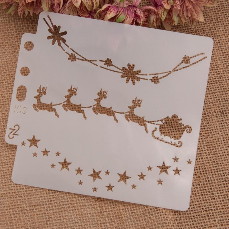 Exquisite Christmas Spraying Drawing Template Portable Washable 3-ring Loose-leaf Stencils Reusable Anti-break for Kids