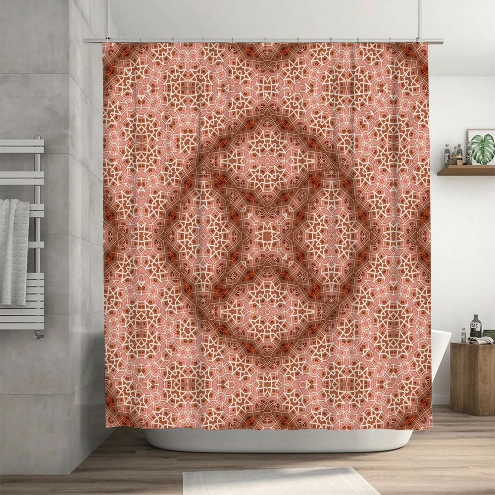 Pink Patterned Shower Curtain Decorative Waterproof Fabric Bathroom Hanging Liner Home Decoration