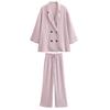 Summer Women's Wrinkle Effect Suit Jacket + Pants Suit Women