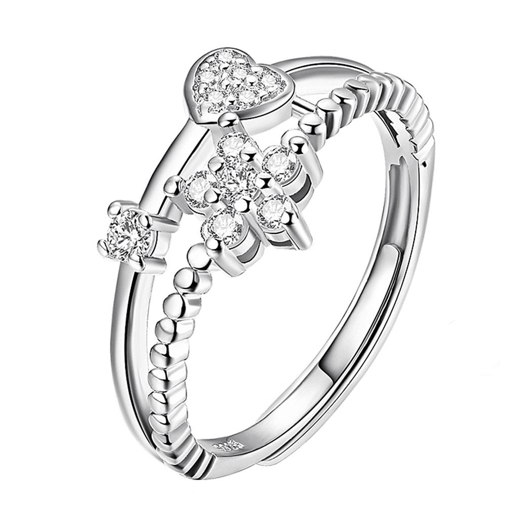 

Кольцо Цветущая Слива Любовь Мода Двухслойное Личное Серебряное Подвижное Кольцо белый