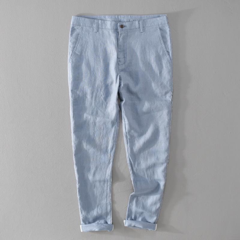 

Men s Comfortable Loose Linen Trousers - Casual Chinese Style Cotton Blend, 7407 36