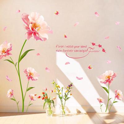 XL8188 Romantická květinová samolepka na zeď pro výzdobu ložnice a obývacího pokoje