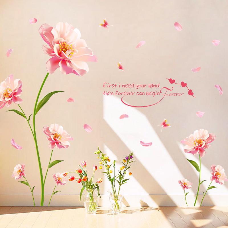 XL8188 Romantic Floral Wall Sticker for Bedroom & Living Room Décor