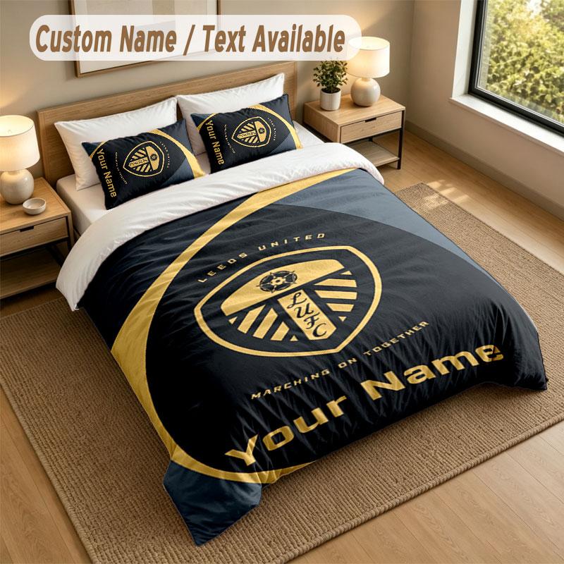 Bedding Set 1 Duvet Cover 2 Pillowcases Leeds United Print Soft Bed Linen Bedroom Decor