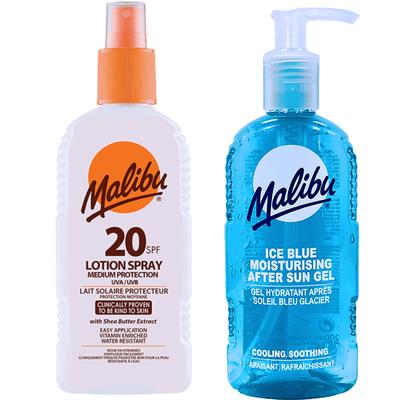 Malibu Waterproof Spray SPF20 200ml + After Sun Gel 200ml