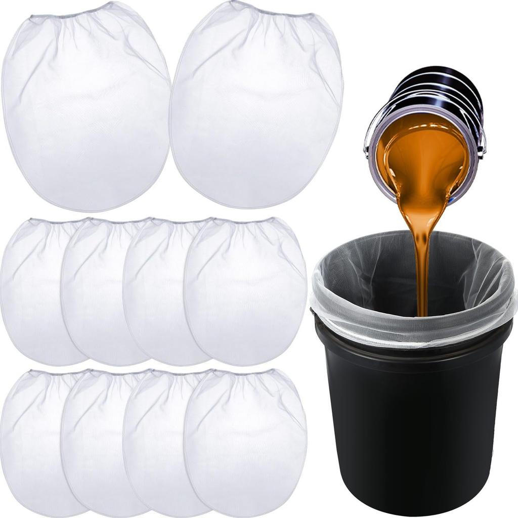 10Pcs 5 Gallon Elastic Top Paint Strainer Bags White Fine Mesh Bag Filters for Hydroponics Painting Gardening