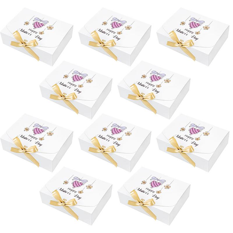 WTEMPO Mother's Day/Mother's Birthday Pink Gift Boxes Daily Presents Universal Packaging Boxes DIY Foldable Paper Boxes with Ribbon Bow