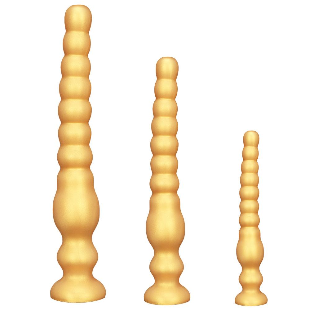 Golden Silicone Extra Long Bead Anal Plug  Extra Large  Thick and Soft  Female Anal Plug