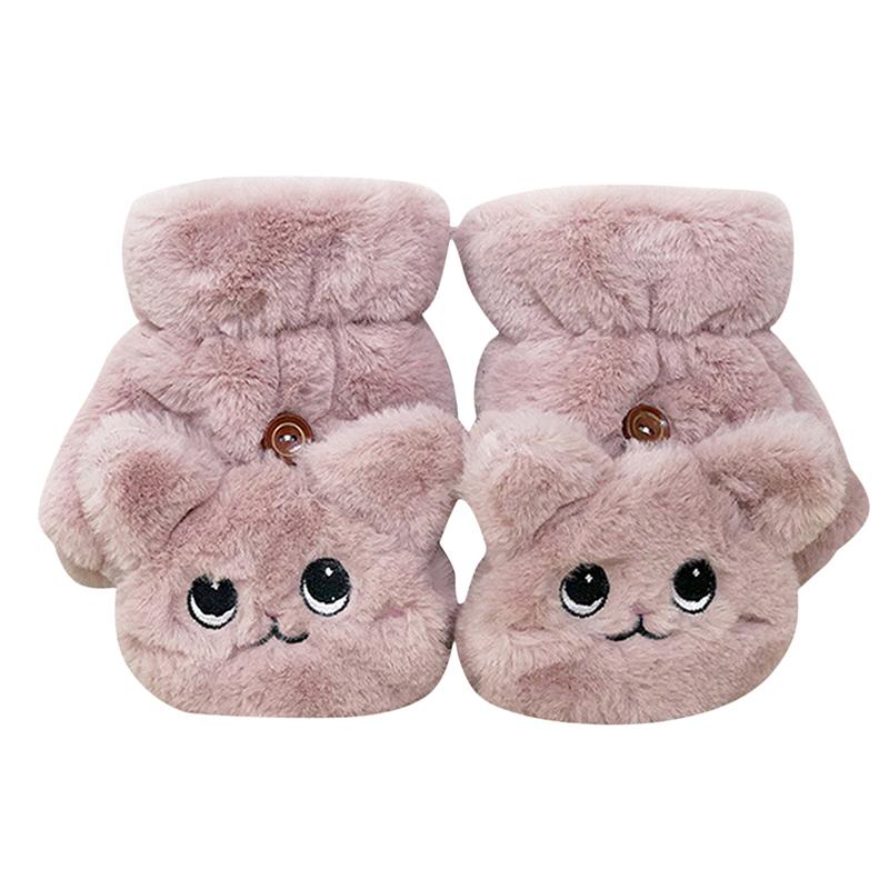 Damen Winter Plüsch Katze Fäustlinge Fingerlose Handschuhe Plüsch Warme Handschuhe Winter Weiche Verdickte Handschuhe Mädchen Halbfinger