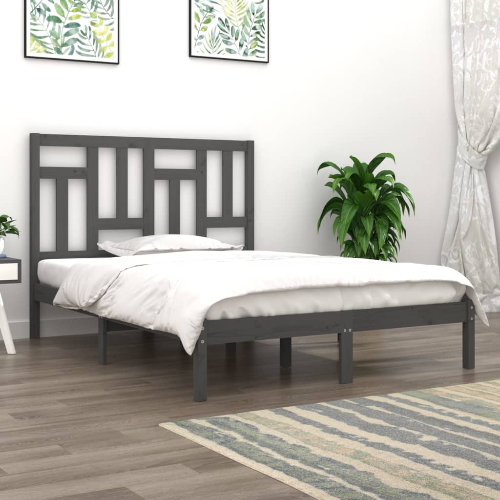 Solid Wood Bed Grey Pine 200x200 cm