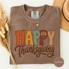Happy Thanksgiving Turkey Letters Shirt, Cute Turkey Day Gift, Colorful Block Letter Tee, Fall Tee, Autumn Tee, Cozy Fall Tee