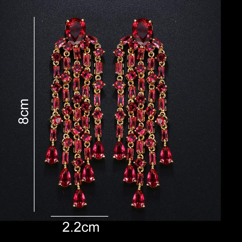Emmaya Luxury Long Earrings For Women Wedding Party AAA Clear Cubic Zirconia Tassel Earrings Party Wedding