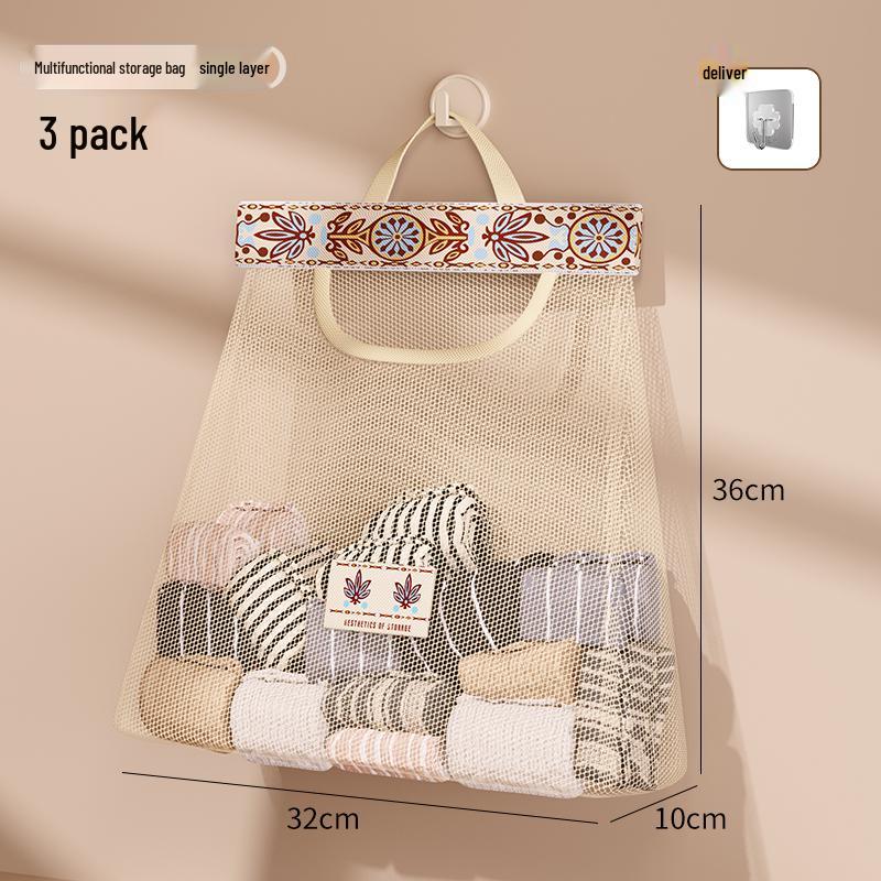 Hanging Sock & Underwear Organizer with Mesh Pockets, Wall-Mountable for Closet or Dormitory