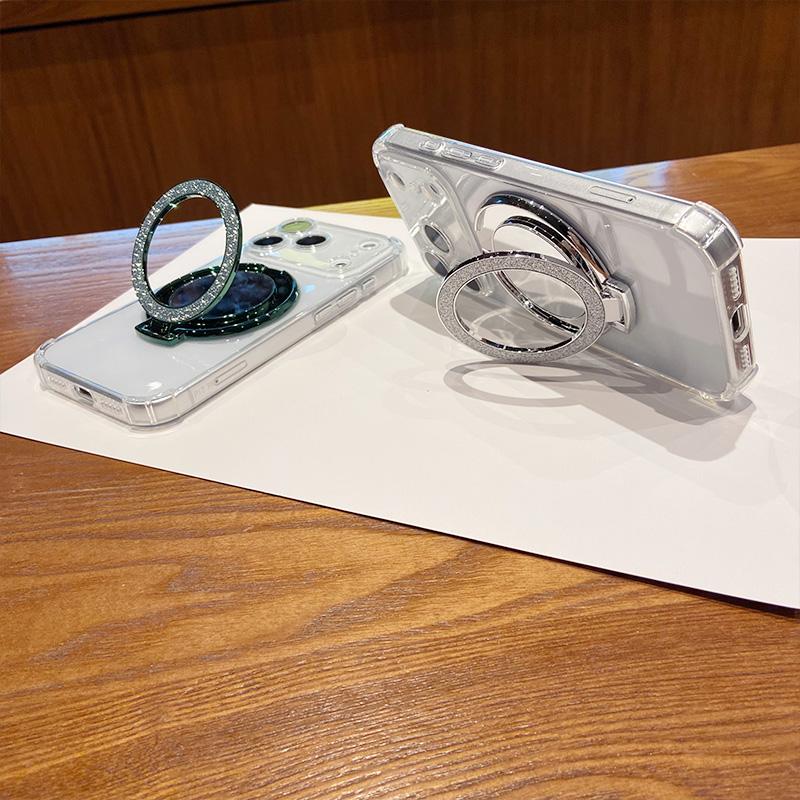 Four Corner Shock Airbag Protection Phone Case for IPhone 17 Air 16 15 14 13 12 Pro Max Mirror Magnetic Bracket Clear Soft Cover