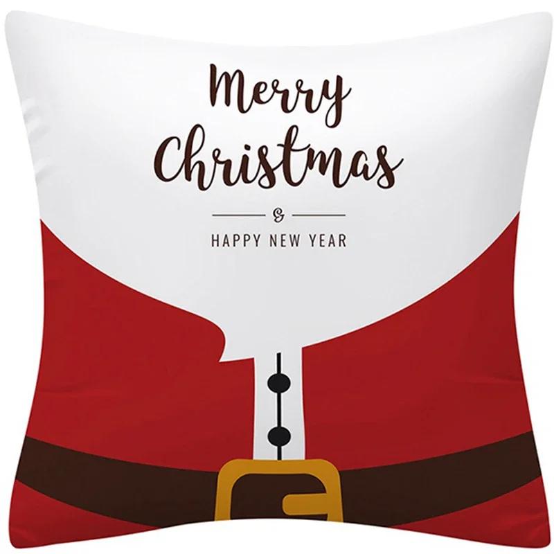 Happy New Year Christmas Decoration Print Pattern Cushion Cover Home Living Room Sofa Square Pillow