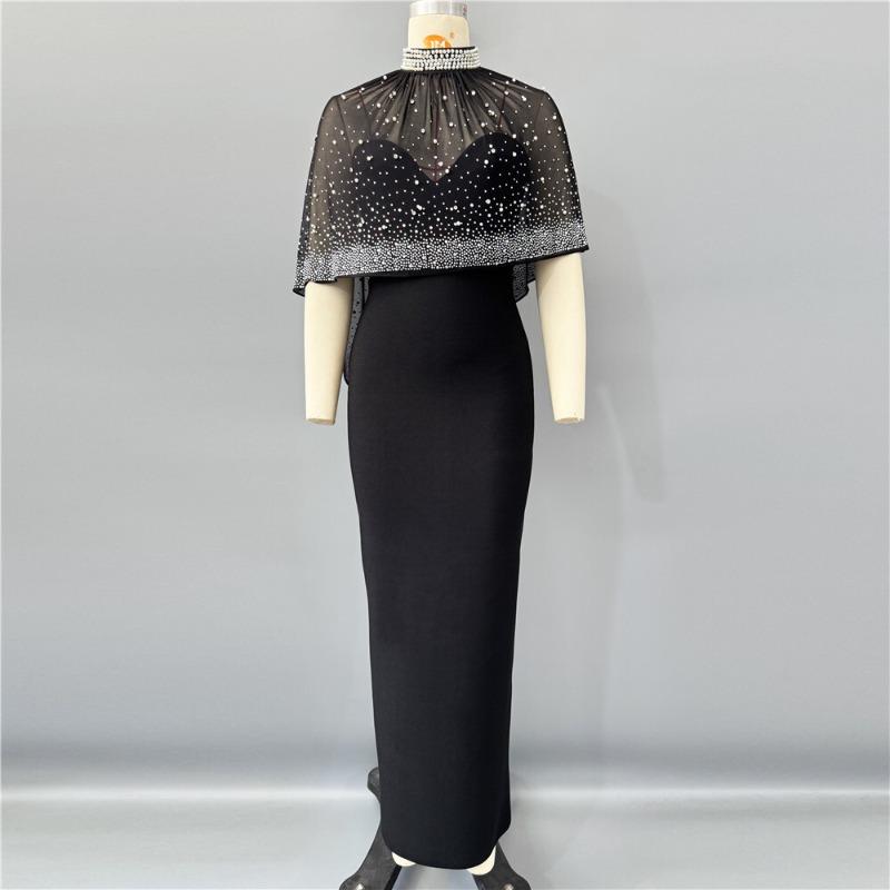 Summer Wind Hot Diamond Shawl Evening Dress New Fashion Bandage Skirt Trendy Banquet Dress