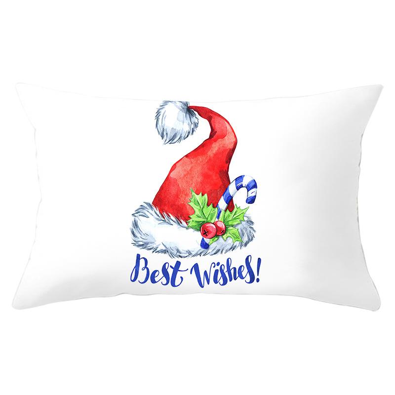 Simple Cartoon Print Series Christmas Waist Pillowcase Peach Skin Printed Pillowcase Home