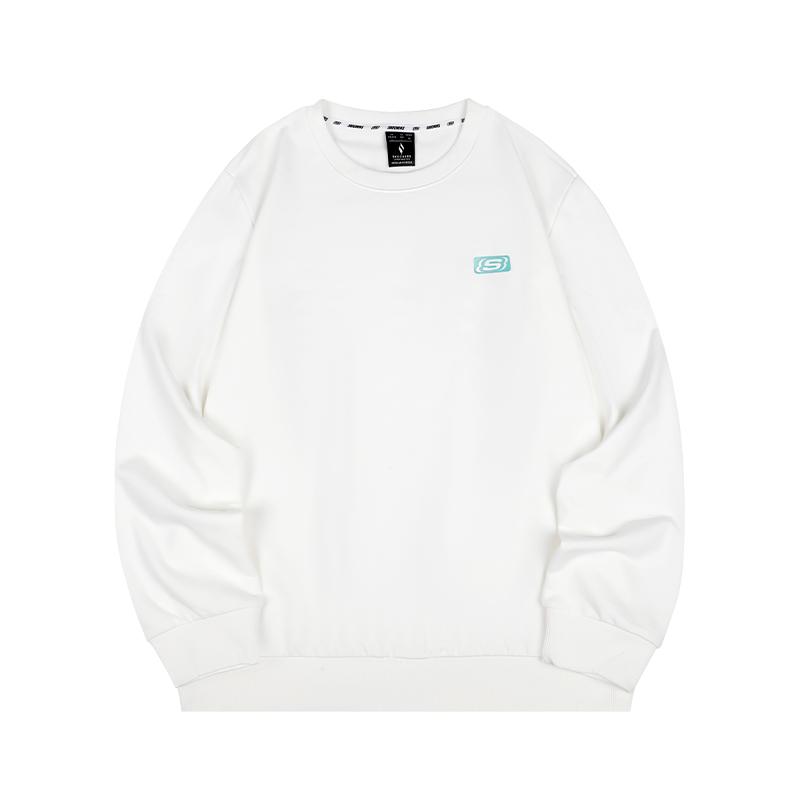 Skechers Autumn Sports Long Sleeve T-Shirt Loose Casual Round Neck Sweatshirt Men Tops Cotton-Candy-White L324M156-0074 XL