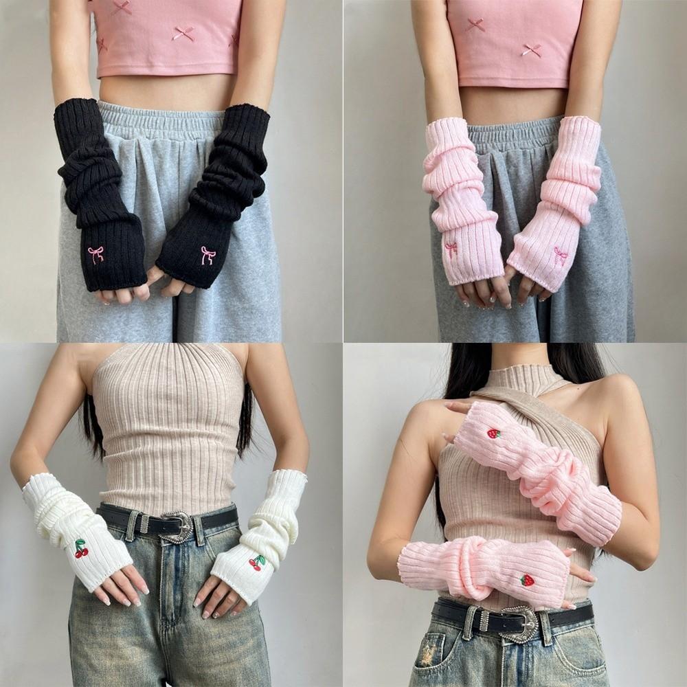Knitted Warm Arm Sleeve Long Fingerless Gloves Fashion Arm Warmer Gloves  Autumn Winter