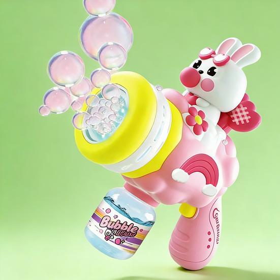Electric Bubble Blower Rabbit Automatic Bubble Machine for Kids Colorful LED Lights Outdoor Toy for Birthday Party Fun Gift for Toddlers Girls