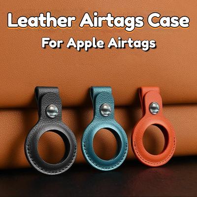 Kožený kroužek na klíče pro Apple Airtags Pouzdro Ochranný kryt Kryt nárazníku S klíčenkou Příslušenství proti poškrábání Pouzdro Apple Airtag