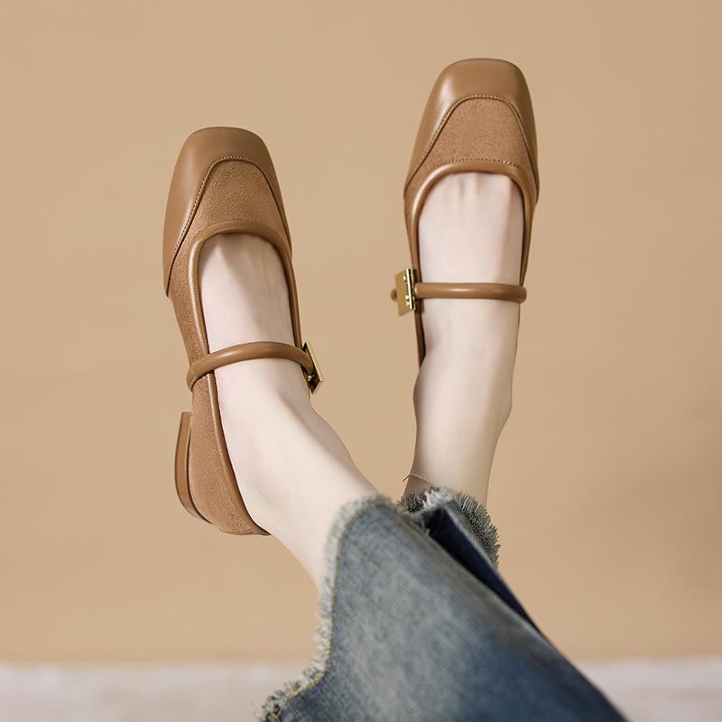 

Туфли Мэри Джейн на низком каблуке с открытым верхом, женские повседневные туфли с круглым носком, туфли Дуду 39 хаки