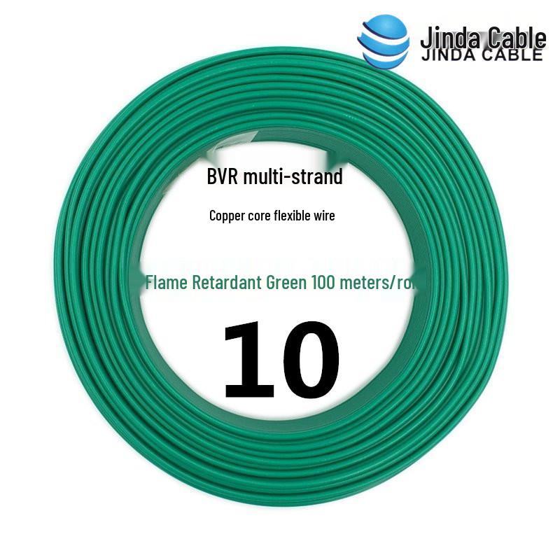 Jinda BVR Flame Retardant Single Core Multi-Strand Copper Wire 10/16/25mm² - Home & Industrial Use.