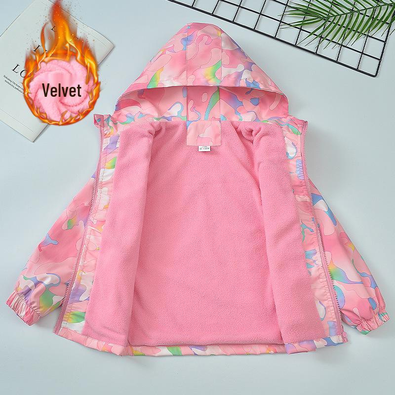 Girls' Korean Style Fleece-Lined Windbreaker - Autumn/Spring Fashion