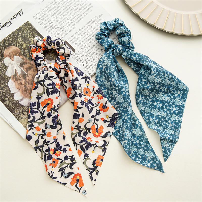 Fashion Dots Scrunchies Long Rope Korean Ties For Women Ponytail Scarf Sweet Elastic Band Hair Accessories