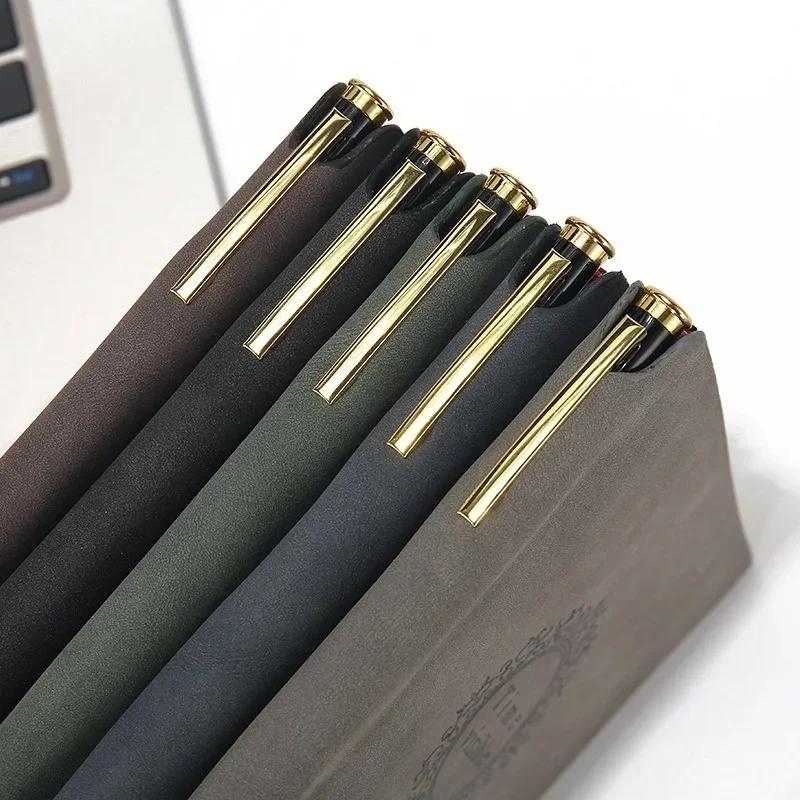 Simple A5 Retro Leather Boy Notepad with Pen Printing Travel Diary Handmade Students School Supplies Business Men's Notebook