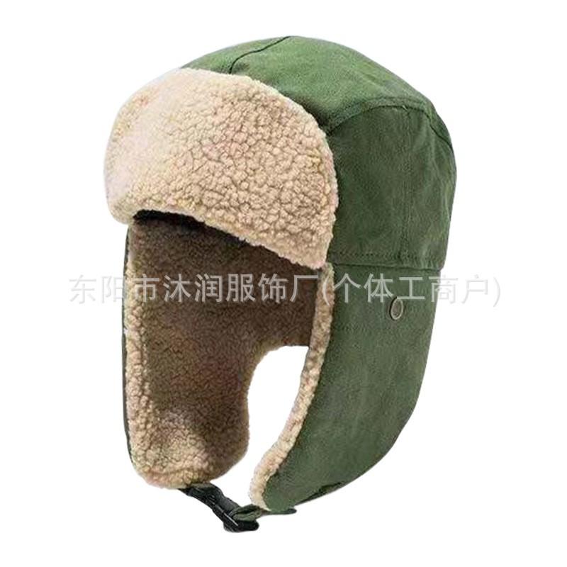 Winter Fleece Lined Aviator Hat With Ear Protection Windproof Warm Cap Outdoor Skiing Motorcycle Riding