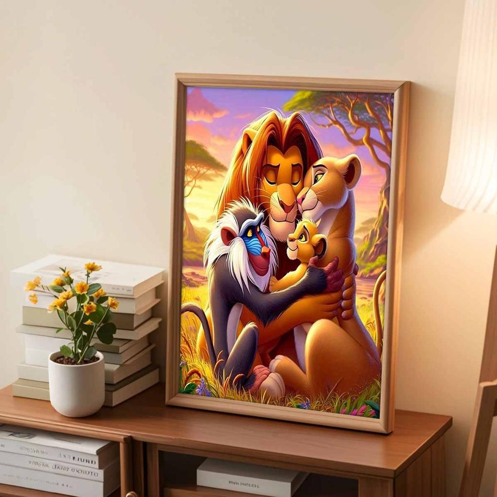 DIY Diamond Painting The Lion King Family Cross Stitch Kit Mosaic Art Diamond Painting Full Circle Diamond Home Decoration