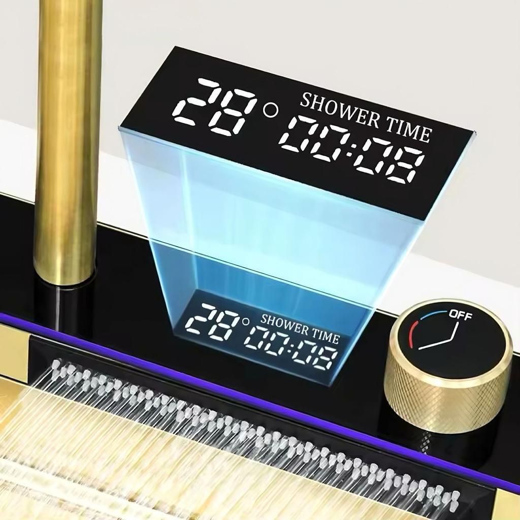 Golden Stainless Steel Kitchen Sink Double Waterfall Digital Display Sink Embossed Large Single Slot Multi-functional Wash Basin