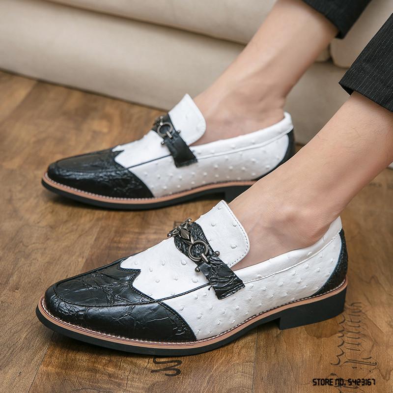 Fashion British Retro Fashion Novelty Two Tone Mix Flats Shoes For Men Casual Oxford Formal Dress Wedding Footwear Zapatillas Hombre