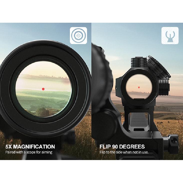 Feyachi M36 1.5X - 5X Red Dot Sight Optics Magnifier with Flip to Side Mount