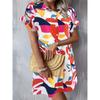 2025 Amazon cross-border summer new fashion temperament commuter short sleeve printed shirt button dress women's clothing