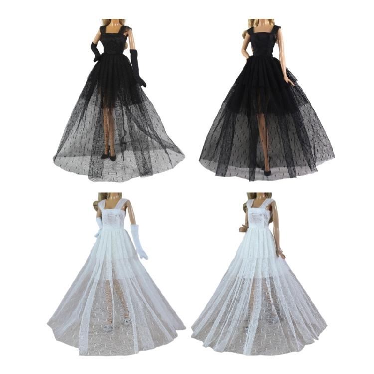 Tulle Overskirt Doll Gown Outfit for 30 cm Dolls, Formal Clothing Accessory for Costume Styling, Display, and Photos