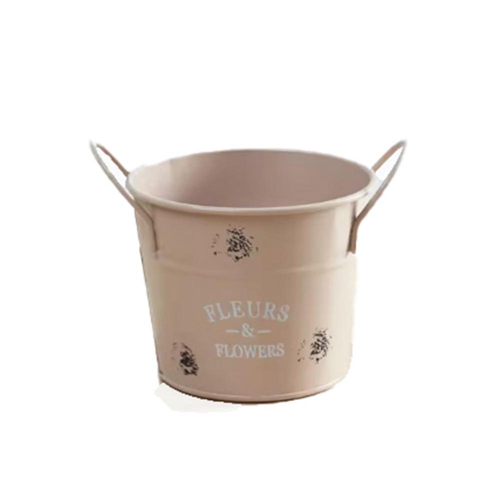 Corrosion-resistant Round Flower Pot Handicraft Flower Bucket Ornament Iron Planter Pot  Desktop