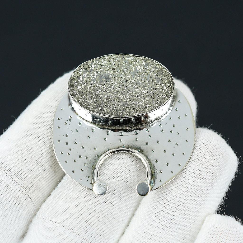 Pyrit Druzy Edelstein Handgefertigter Anhänger, 925 Sterling Silber Anhänger, Natürlicher Pyrit Druzy Silber Anhänger, Anhänger für Mama Anhänger als Geschenk
