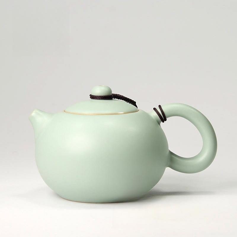 Celestial Green Ru Kiln Teapot High-grade Imitation Song Ru Porcelain Small Pot Retro Hand Grab Pot Ceramic Kung Fu Tea Set