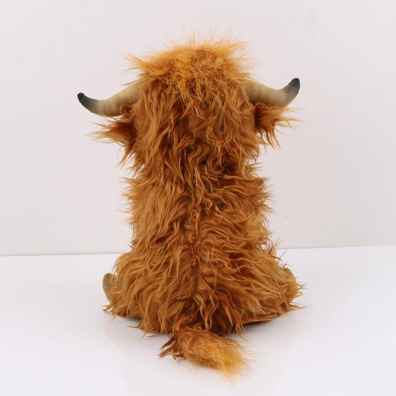 30cm Simulation Cream Highland Cow Animal Plush Doll Soft Stuffed Highland Cow Cattlle Plushie Gift