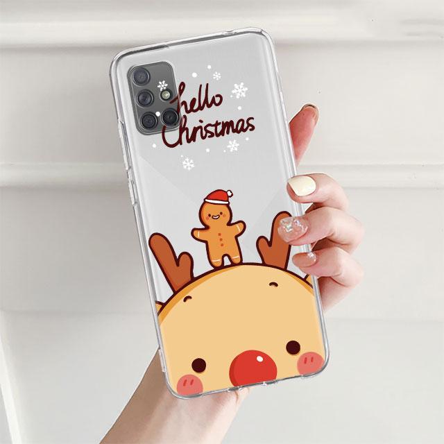 Clear Case For Samsung Galaxy A52 A12 A51 A32 A21s A71 A32 A22 50 A70 A31 A72 5G Phone Cover Snow Merry Christmas