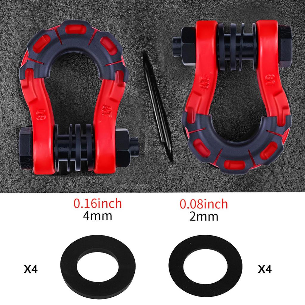 2 Pieces D Ring Shackles Off Road Towing Accessories,Rugged Heavy Duty Tow for Strap